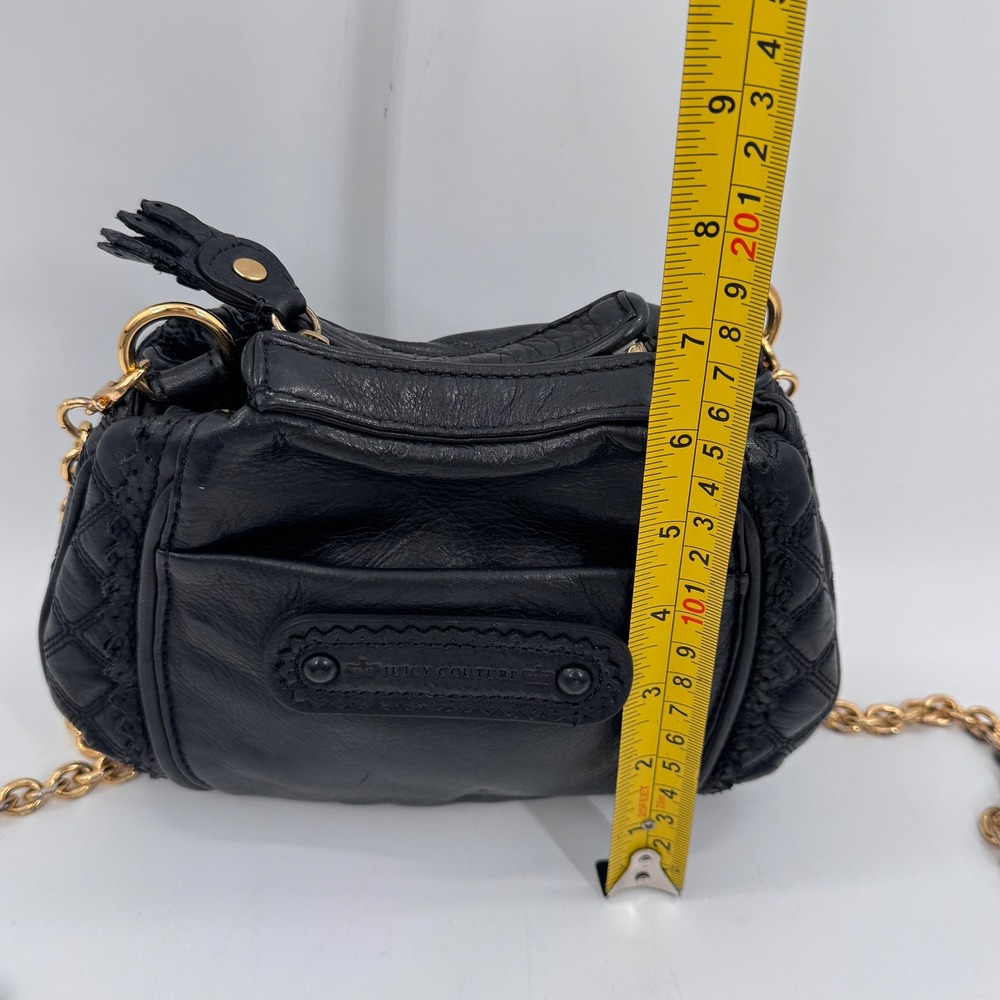 Juicy Couture Black Leather Quilted Chain Shoulder Bag - Picture 9 of 10